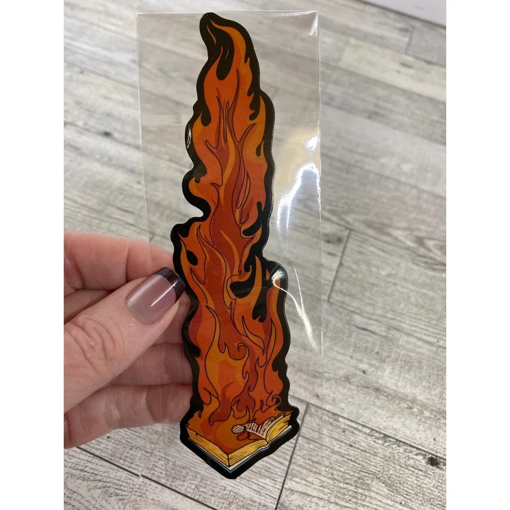Burning Open Book Fire Flames Die-Cut Bookmark - Moody Fantasy Spicy Romance